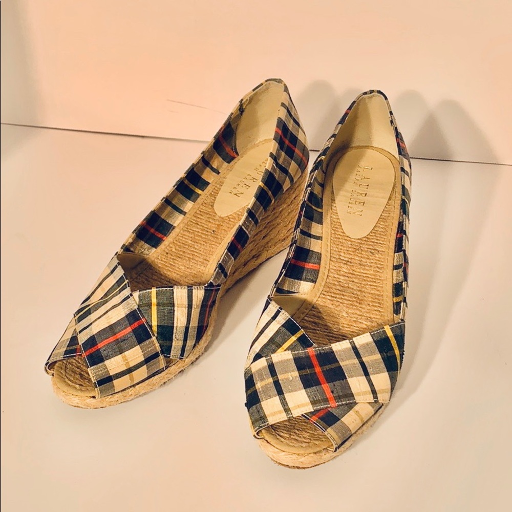 Ralph Lauren cecelia plaid wedge